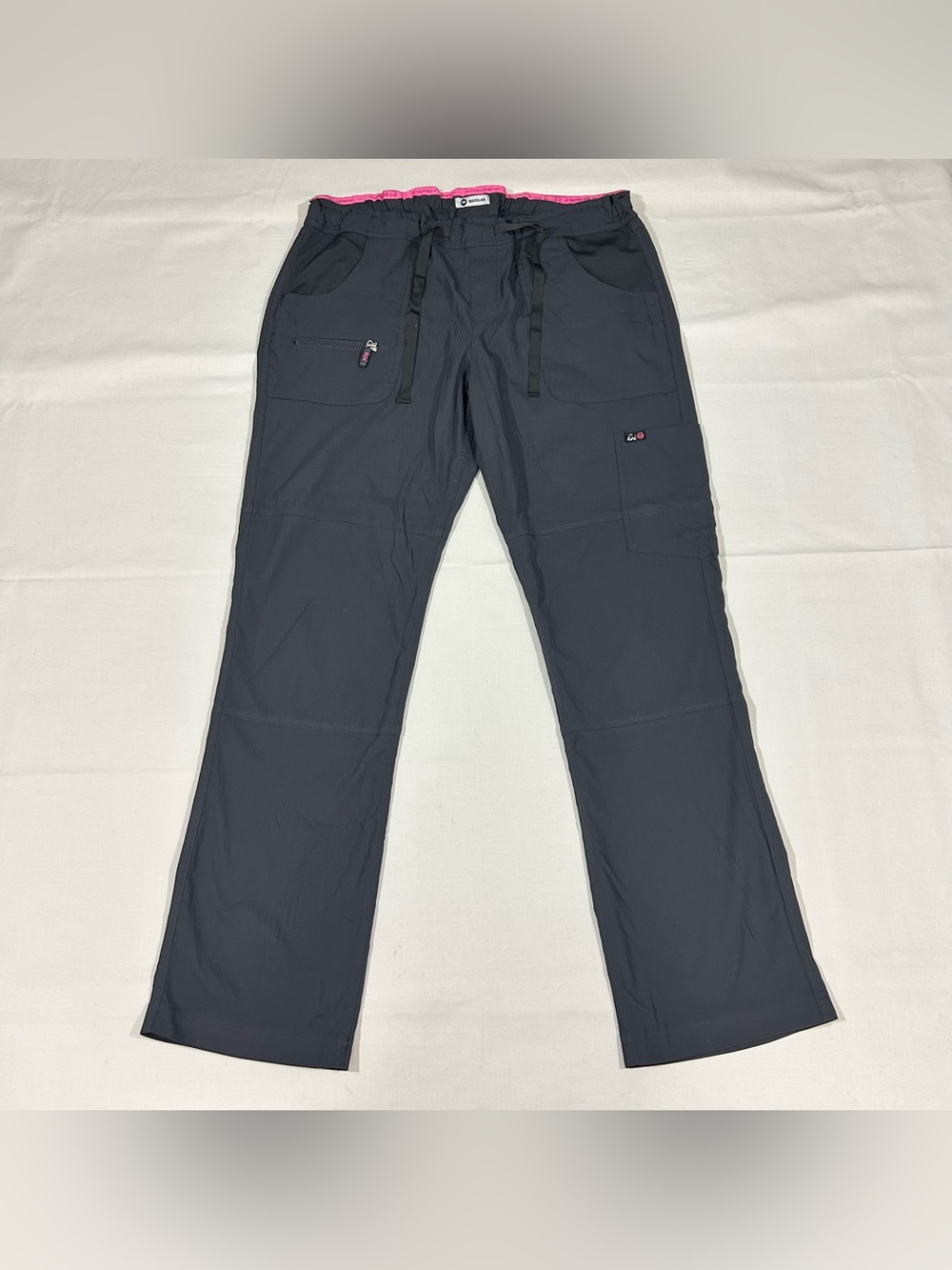 Koi Lite Womens Medium Slim Fit Scrub Cargo Medical Pants Gray Lightweight EUC